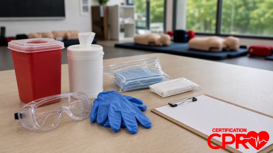 Bloodborne pathogens training supplies for CPR certification classes in Arlington.