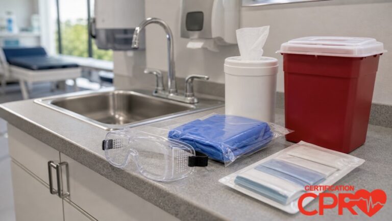 Bloodborne pathogens exposure control supplies for healthcare worker training in Arlington.