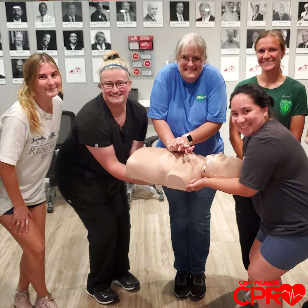 Group CPR training session in Arlington with certification course.